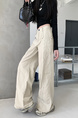Beige Wide-Leg Jeans for Women - High Waist Loose Straight Cargo Casual Pants