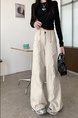 Beige Wide-Leg Jeans for Women - High Waist Loose Straight Cargo Casual Pants