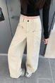 Beige Wide-Leg Jeans for Women - High Waist Loose Straight Cargo Casual Pants