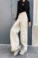 Beige Wide-Leg Jeans for Women - High Waist Loose Straight Cargo Casual Pants