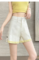 Light Beige Denim Shorts for Women - Summer 2025 Casual Slim Design with Loose Curling Retro Stylev