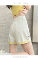 Light Beige Denim Shorts for Women - Summer 2025 Casual Slim Design with Loose Curling Retro Stylev