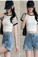 Light Blue Denim Shorts for Women - Summer 2025 Casual Slim Design with Loose Curling Retro Stylev
