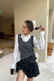 Korean Girl Style Pleated Flower Bud Short Skirt Female Summer New High Waist Anti-Exposure Loose Casual Puffy Skirt (Black)