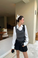 Korean Girl Style Pleated Flower Bud Short Skirt Female Summer New High Waist Anti-Exposure Loose Casual Puffy Skirt (Black)