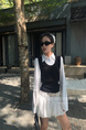 Korean Girl Style Pleated Flower Bud Short Skirt Female Summer New High Waist Anti-Exposure Loose Casual Puffy Skirt (White)