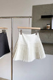 Summer New Korean Lace Pleated Skirt High Waist Slim All-Match Anti-Exposure College Style Short Skirt (White)