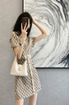Dress Retro Minority Polo Design Sense Waist Slimming Graceful Knitted Skirt n Stock (Beige/Brown)