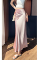 Acetate Satin Pink Skirt for Women Summer 2025 New Style High-End Temperament Slim A-Line Long Skirt Hip Fishtail Skirt