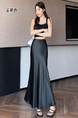 Acetate Satin Black Skirt for Women Summer 2025 New Style High-End Temperament Slim A-Line Long Skirt Hip Fishtail Skirt