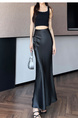 Acetate Satin Black Skirt for Women Summer 2025 New Style High-End Temperament Slim A-Line Long Skirt Hip Fishtail Skirt