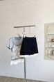 Summer New Korean Style Polka Dot Lace Splicing Short Skirt in Navy Blue