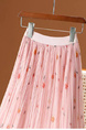 Fu Literary Temperament Printed Fairy Mesh Skirt in Pink