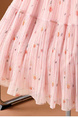 Fu Literary Temperament Printed Fairy Mesh Skirt in Pink