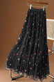 Fu Literary Temperament Printed Fairy Mesh Skirt in Black