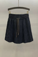 Korean Style Drawstring Elastic Waist Pleated Skirt in Dark Gray