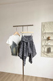Korean Retro Plaid Strap Irregular Skirt in Gray