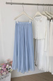 Spot Sky Blue Pleated Chiffon Skirt - Holiday Style Elegant Drape Large Swing Umbrella Skirt, Pleated A-Line, Length 97 cm