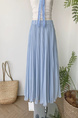 Spot Sky Blue Pleated Chiffon Skirt - Holiday Style Elegant Drape Large Swing Umbrella Skirt, Pleated A-Line, Length 97 cm