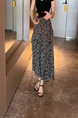 Black Floral Flowing Skirt - Summer 2025 Women's Chiffon Thin High Waist Drape Wood Ear Edge Casual Skirt