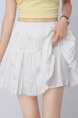 White Sweet Embroidery Flower Lace Skirt - Women's Summer High Waist Versatile Anti-Exposure A-Line Cake Skirt