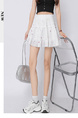 White Sweet Embroidery Flower Lace Skirt with Colorful Floral Embroidery - Women's Summer High Waist Versatile Anti-Exposure A-Line Cake Skirt