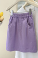 Real Shot Lavender High Waist Candy Color Versatile Denim Skirt - Summer 2025 Casual Elastic Waist A-Line Skirt Short Skirt for Women