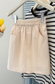 Real Shot Light Beige High Waist Candy Color Versatile Denim Skirt - Summer 2025 Casual Elastic Waist A-Line Skirt Short Skirt for Women