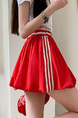 Real Shot of Spot Lace Edge Contrast Color Elastic High Waist Skirt - Summer New Korean Style Fashion Anti-Exposure Flower Bud Short Skirt in Red