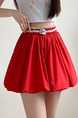 Real Shot of Spot Lace Edge Contrast Color Elastic High Waist Skirt - Summer New Korean Style Fashion Anti-Exposure Flower Bud Short Skirt in Red