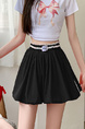 Real Shot of Spot Lace Edge Contrast Color Elastic High Waist Skirt - Summer New Korean Style Fashion Anti-Exposure Flower Bud Short Skirt in Black