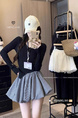 In Stock Black and White Checkered Bud Skirt - Women's 2025 Summer New High Waist Slimming Small A-Line Bubble Skirt