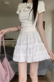 Real Shot Real Price Ballet Style White Elastic Waist Tiered Skirt Women's New Small Puff Short Skirt