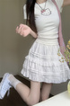 Real Shot Real Price Ballet Style White Elastic Waist Tiered Skirt Women's New Small Puff Short Skirt