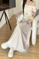 Real Shot Cost-Effective 2025 New Korean Style Beige Satin Skirt Drooping Slimming A-Line Skirt Versatile Mid-Length Temperament Skirt Women