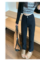 Real Shot in Stock Plus Size Plump Girls New Korean Style High Waist Cropped Casual Jeans Women's Loose Wide-Leg Straight Pants in Black