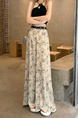Real Shot Cost-Effective 2025 New Korean Style Floral Wide-Leg Pants in Beige Design High Waist Figure Flattering Mopping Pants Women's Belt