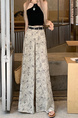 Real Shot Cost-Effective 2025 New Korean Style Floral Wide-Leg Pants in Beige Design High Waist Figure Flattering Mopping Pants Women's Belt