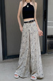 Real Shot Cost-Effective 2025 New Korean Style Floral Wide-Leg Pants in Beige Design High Waist Figure Flattering Mopping Pants Women's Belt