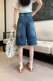 Retro Blue Washed Denim Loose Wide Leg Shorts in Blue for Women’s Summer Small High Waist All-Matching Straight Pirate Shorts