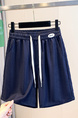 Real Shot 2025 Summer New Korean Style Lyocell Denim Sports Shorts in Navy Women's Elastic Waist Loose All-Match Wide Leg Pants