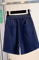 Real Shot 2025 Summer New Korean Style Lyocell Denim Sports Shorts in Navy Women's Elastic Waist Loose All-Match Wide Leg Pants