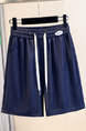 Real Shot 2025 Summer New Korean Style Lyocell Denim Sports Shorts in Navy Women's Elastic Waist Loose All-Match Wide Leg Pants