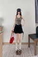 Real Shot Korean Style Summer Denim Shorts in Black Women's Slim Fit Cruciate Flower Adjustable Leisure Trend Super Short Shorts