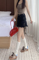 Real Shot Korean Style Summer Denim Shorts in Black Women's Slim Fit Cruciate Flower Adjustable Leisure Trend Super Short Shorts