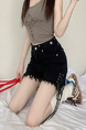 Real Shot Korean Style Summer Denim Shorts in Black Women's Slim Fit Cruciate Flower Adjustable Leisure Trend Super Short Shorts