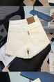 Lace Cream Denim Shorts Women's High Waist Slimming 2025 Summer Thin A-line Hot Girl Wide Leg Loose Small