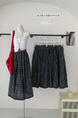 Fashion Retro Plaid Skirt in Navy Blue for Women 2025 Summer New Style High Waist Slim A-line Long Skirt