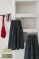 Fashion Retro Plaid Skirt in Navy Blue for Women 2025 Summer New Style High Waist Slim A-line Long Skirt
