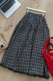Fashion Retro Plaid Skirt in Navy Blue for Women 2025 Summer New Style High Waist Slim A-line Long Skirt